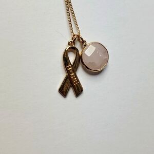 2019 Avon pink hope rose quartz long necklace ~28 inches